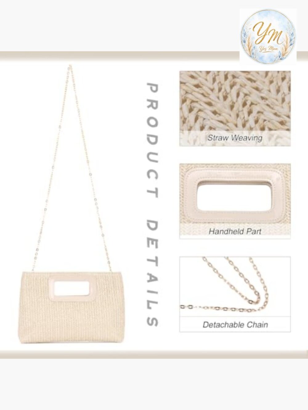 Top Handle Straw Clutch Handbag for Women Raffia Evening Bag Summer Beach - Picture 5 of 7